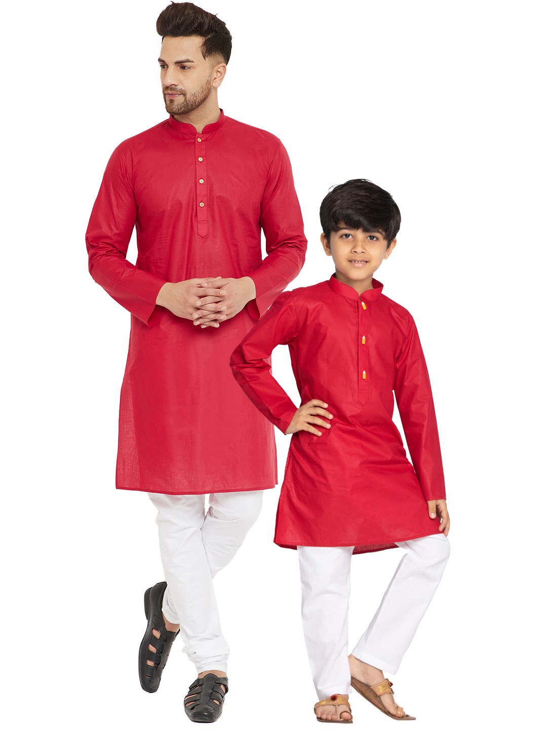 

VASTRAMAY Boys Long Sleeves Kurta with Pyjamas, Maroon