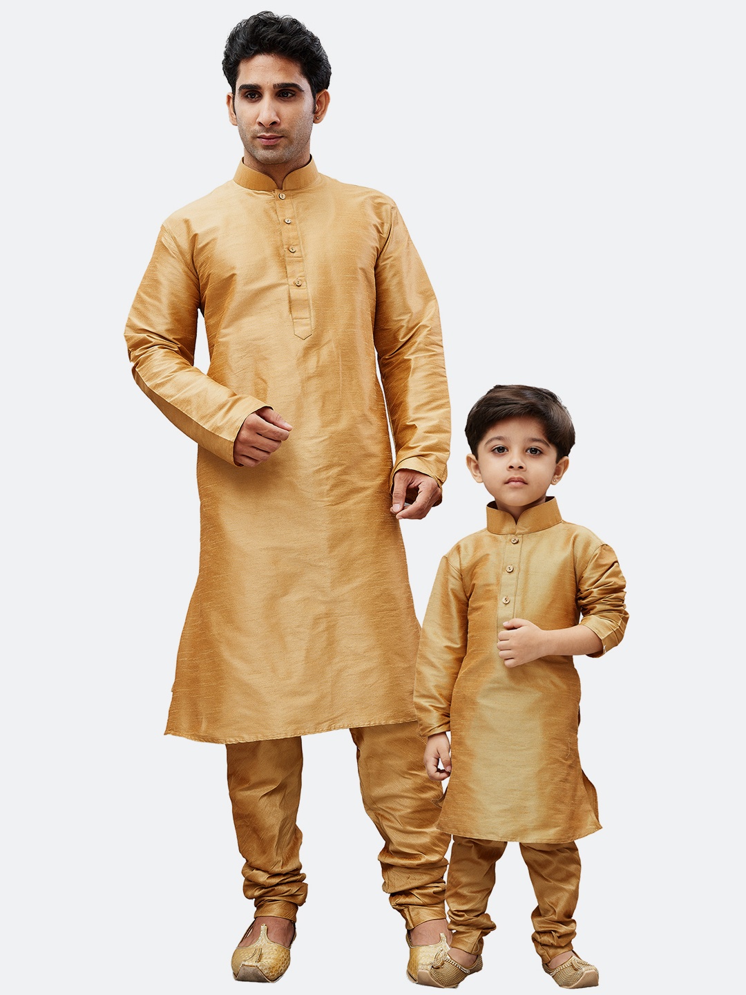 

VASTRAMAY Boys Mandarin Collar Straight Kurta with Churidar, Rose gold