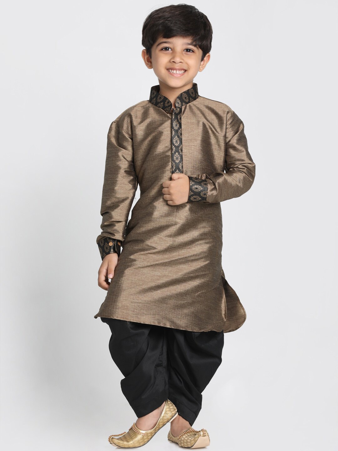 

VASTRAMAY Boys Ethnic Motifs Straight Kurta with Dhoti Pants, Black