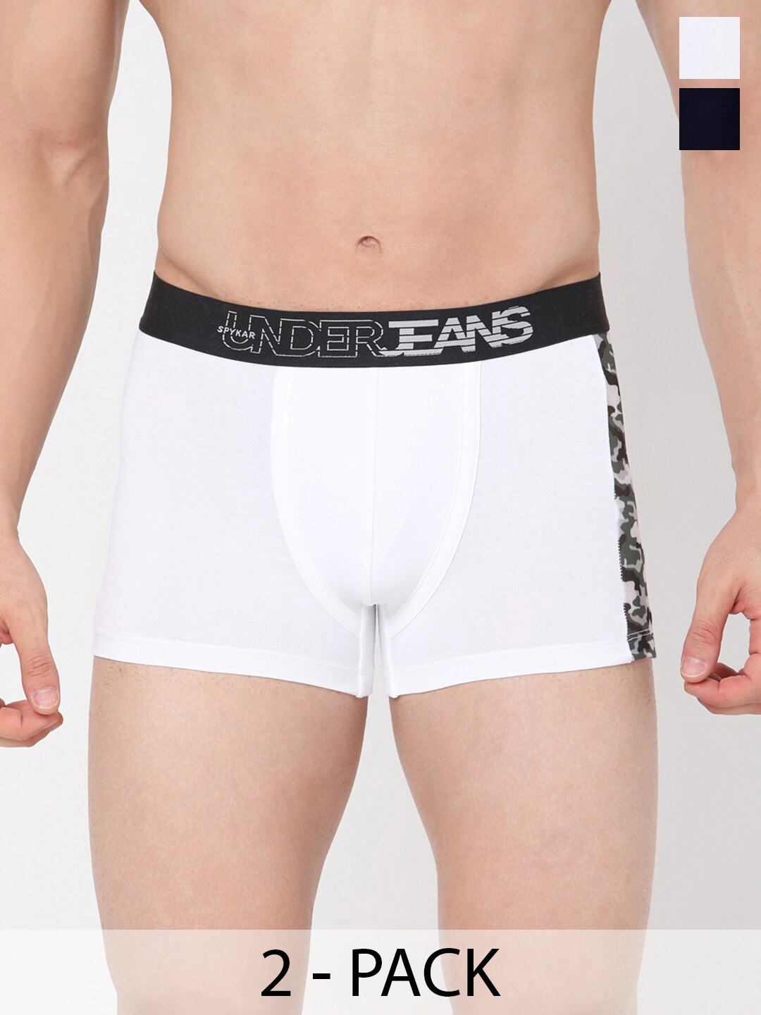 

UnderJeans by Spykar Pack Of 2 Mid-Rise Trunk 16864200-1-16864166, White