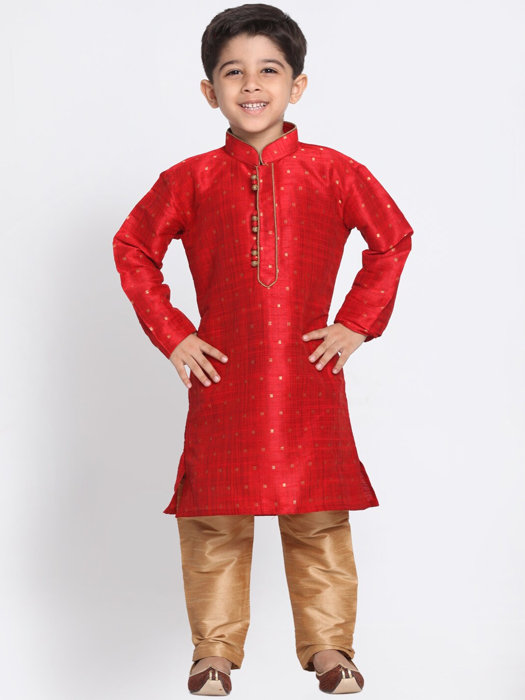 

VASTRAMAY Boys Ethnic Motifs Woven Design Kurta with Pyjamas, Maroon