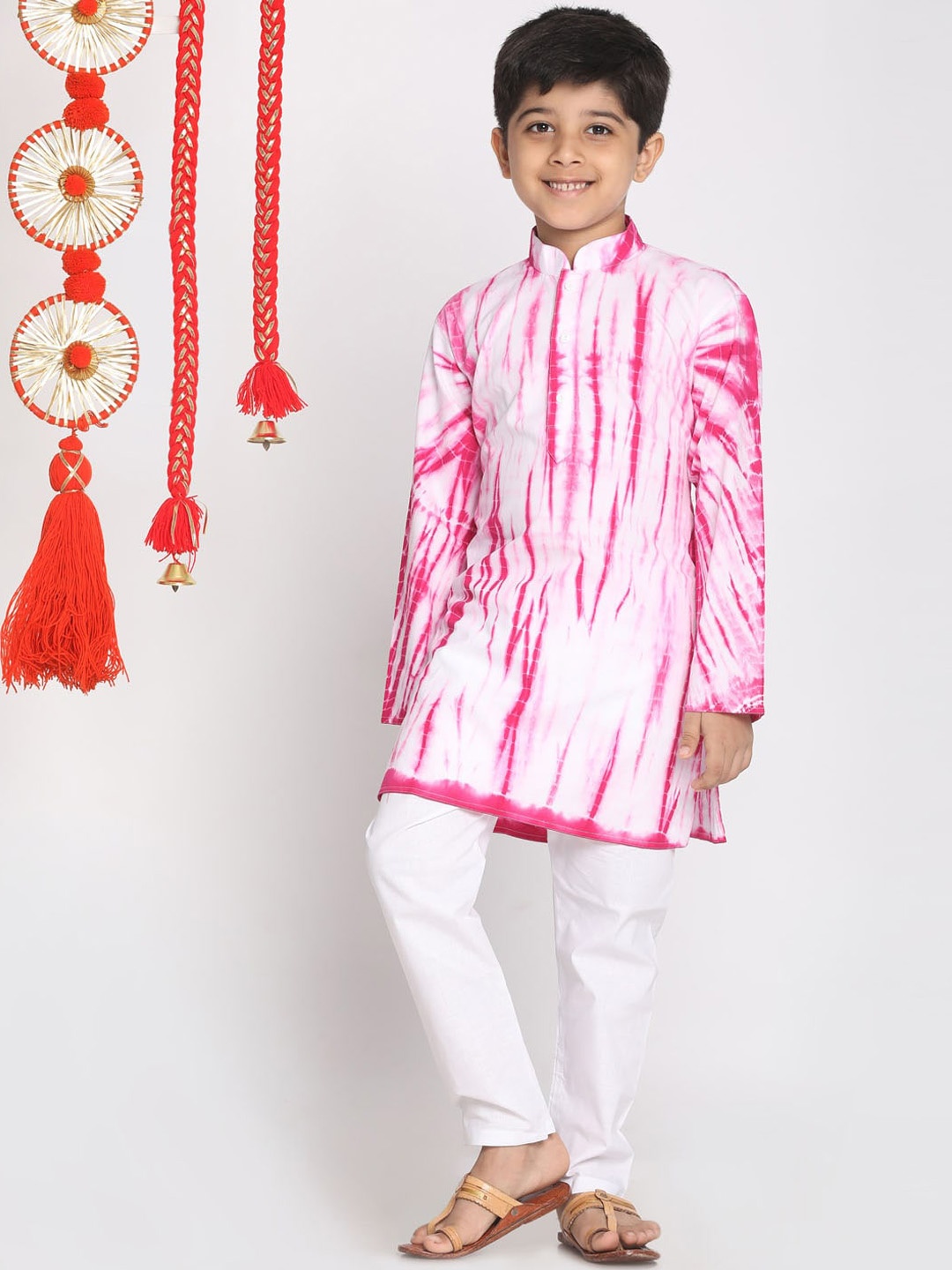 

VASTRAMAY Boys Dyed Regular Pure Cotton Kurta with Pyjama, Pink
