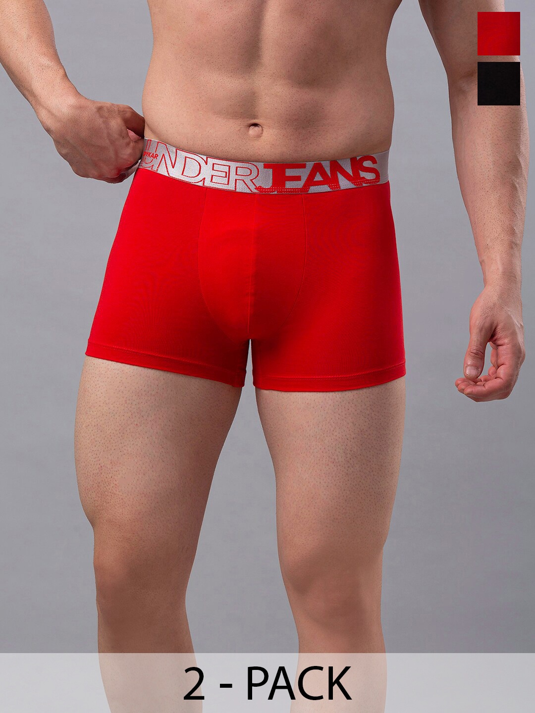 

UnderJeans by Spykar Pack Of 2 Mid-Rise Trunk 16864170-1-16864234, Red