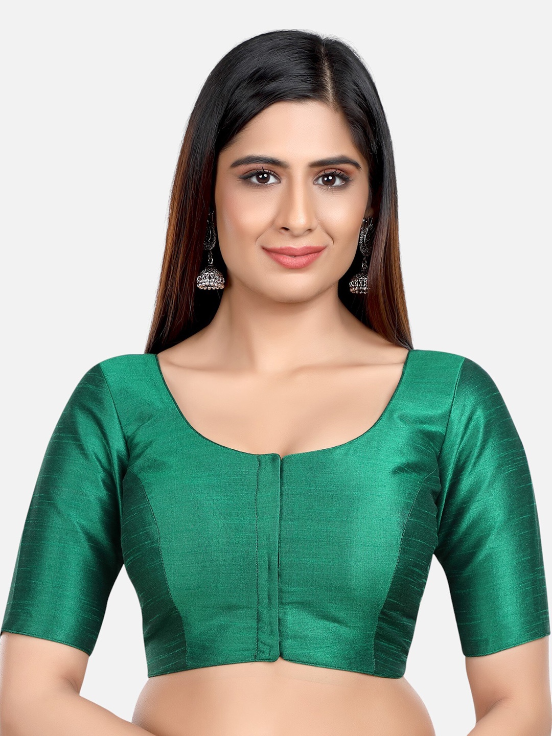 

Biyu Padded Silk Readymade Saree Blouse, Green