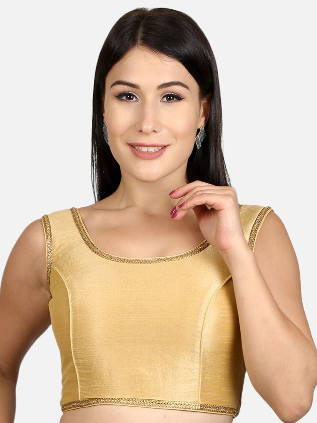 

Biyu Padded Silk Saree Blouse, Gold