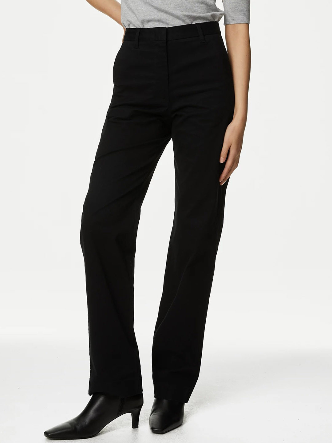 

Marks & Spencer Women Straight Fit High-Rise Trousers, Black