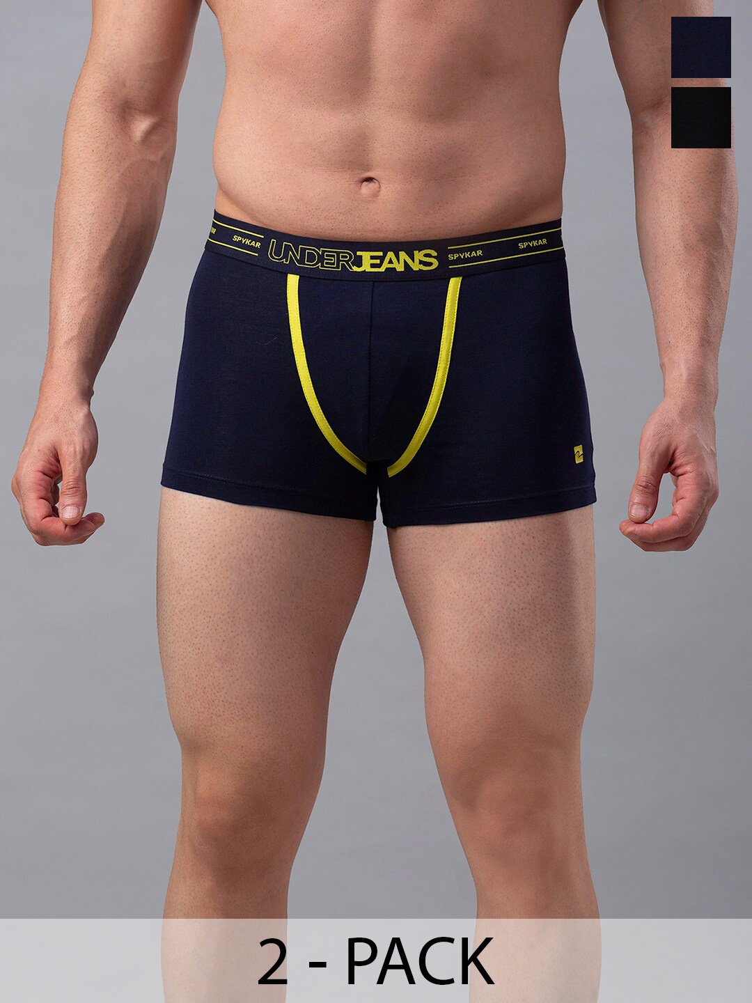 

UnderJeans by Spykar Pack Of 2 Mid-Rise Trunk 16864202-1-16864180, Navy blue