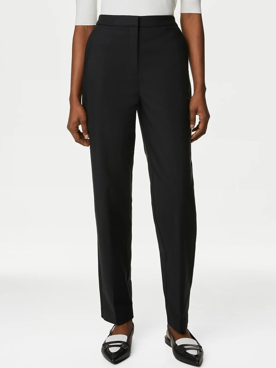 

Marks & Spencer Women Slim Fit High-Rise Trousers, Black