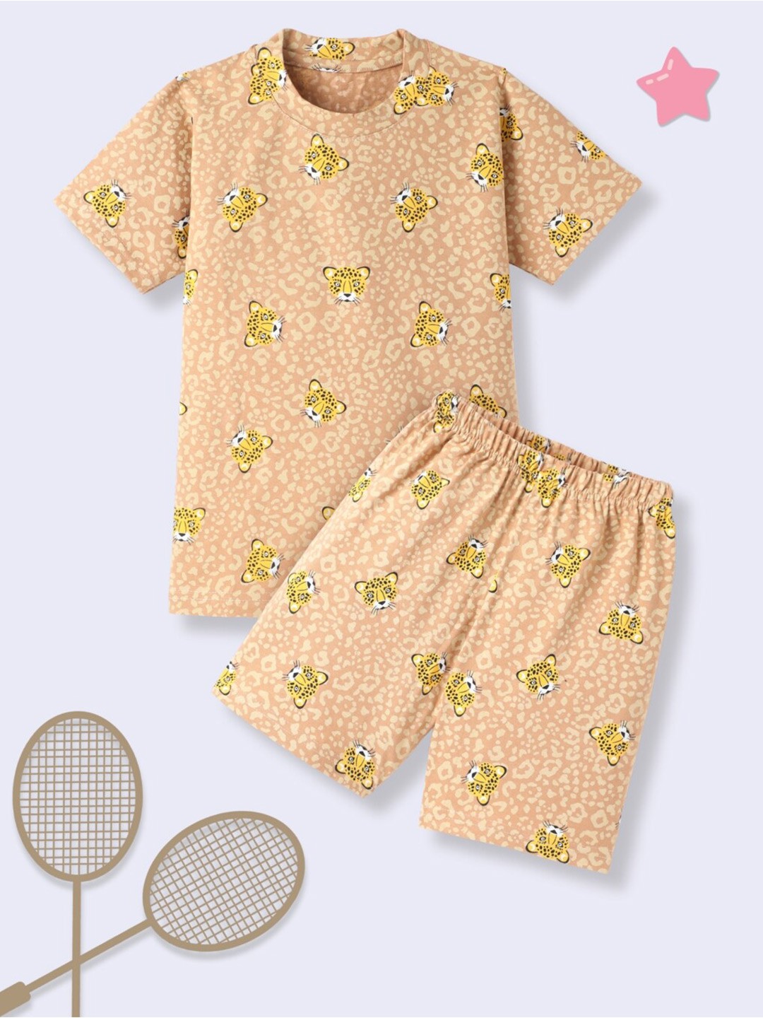 

FUNKRAFTS Kids Printed Top With Shorts, Brown