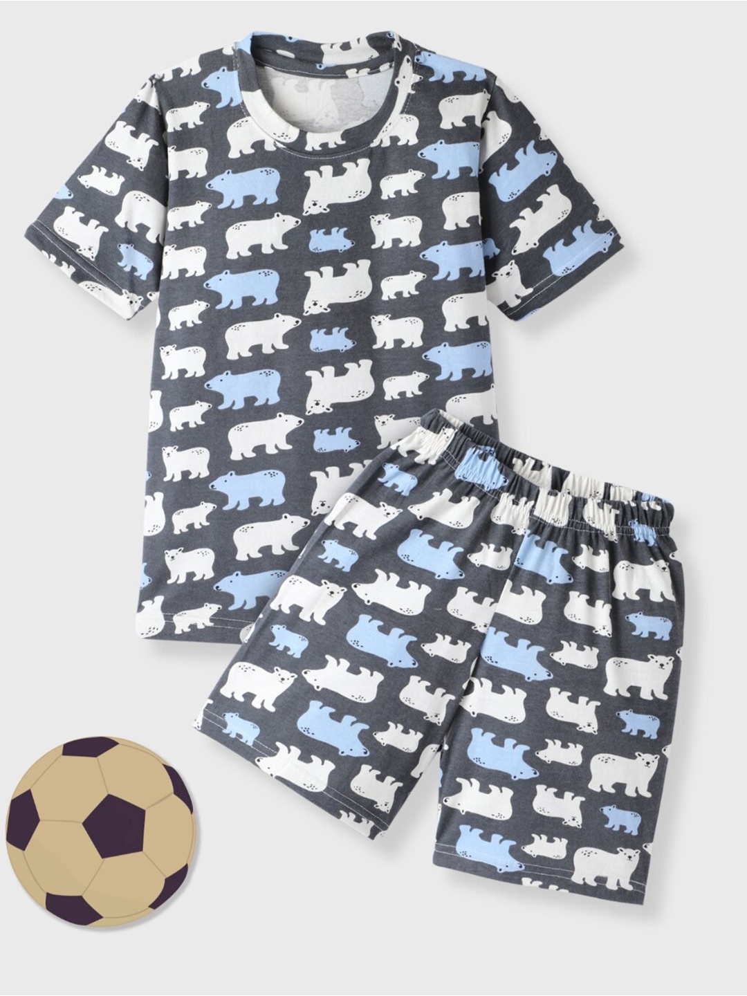 

FUNKRAFTS Kids Printed Top With Shorts, Charcoal