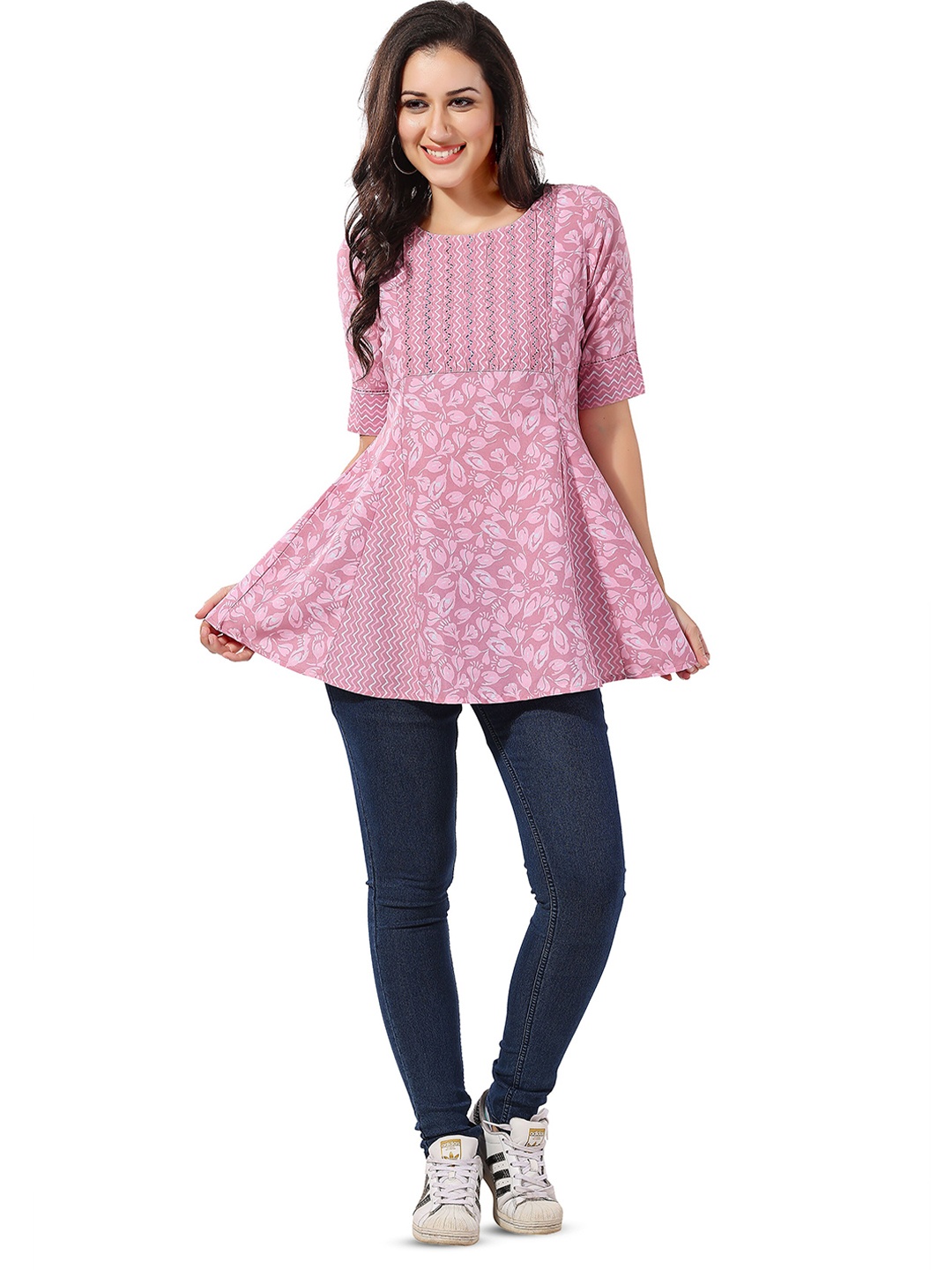keshubaba Floral Printed Tunic, Pink