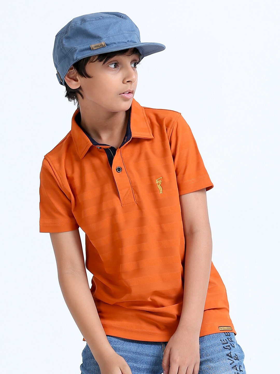 

STELLERS Boys Polo Collar T-shirt, Rust