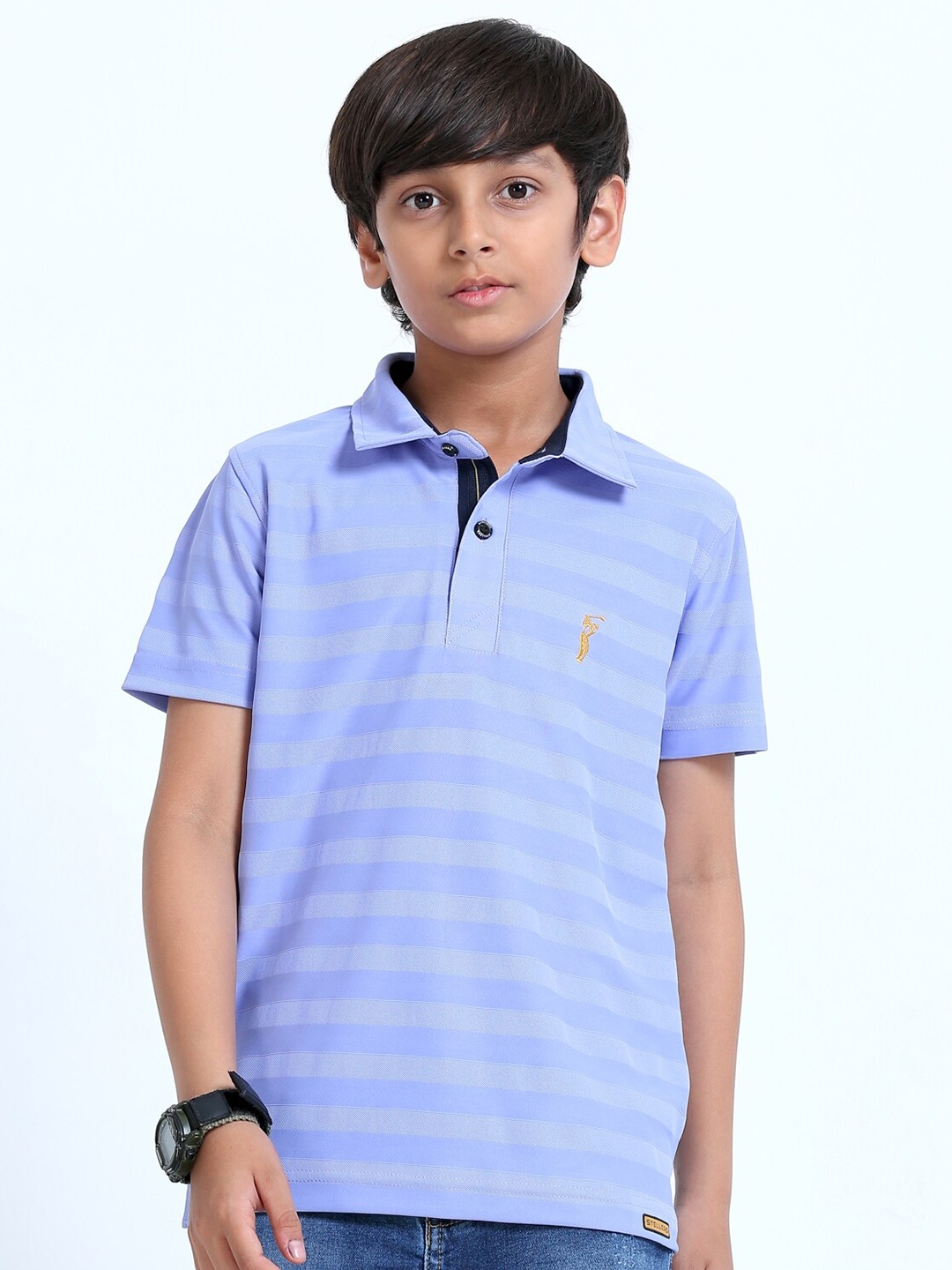 

STELLERS Boys Striped Polo Collar T-shirt, Purple