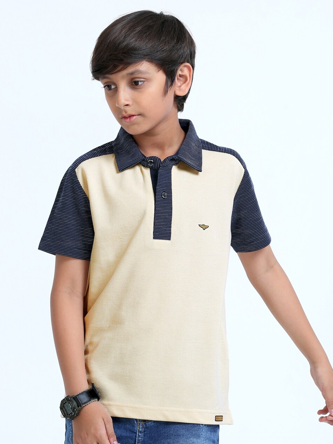 

STELLERS Boys Colourblocked Polo Collar T-shirt, Multi