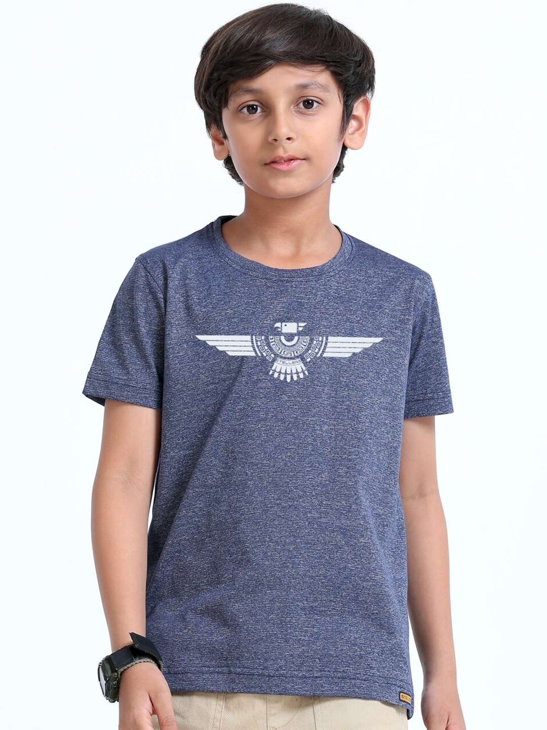 

STELLERS Boys Typography Printed Cotton T-shirt, Navy blue