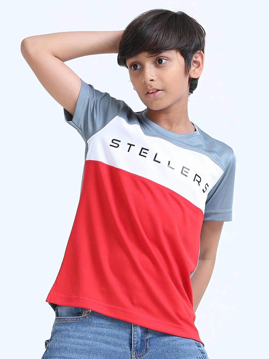 

STELLERS Boys Colourblocked Applique T-shirt, Red