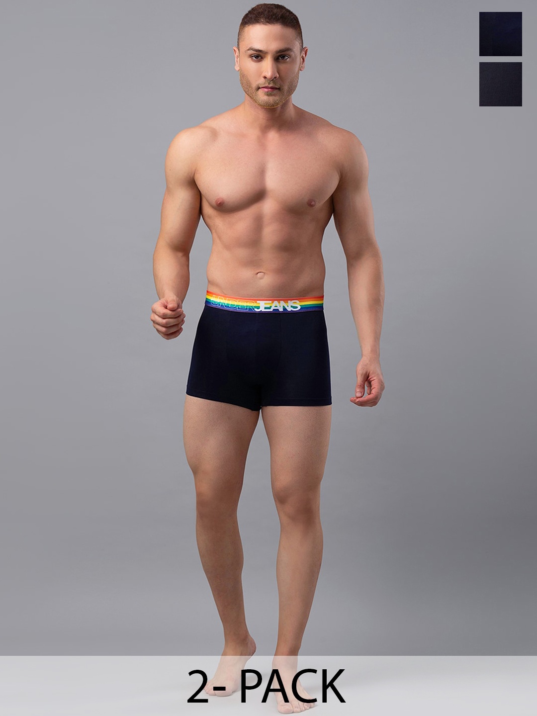 

UnderJeans by Spykar Pack Of 2 Trunks 16864200-1-16864218-1, Navy blue
