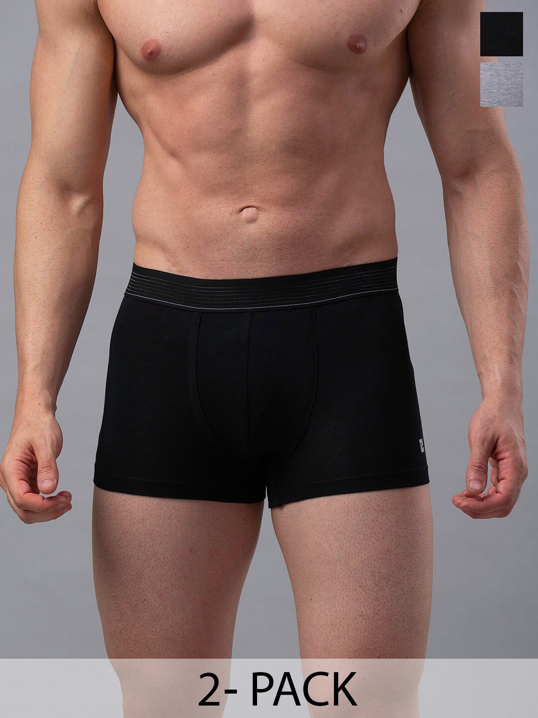 

UnderJeans by Spykar Pack Of 2 Mid-Rise Trunk 16864202-1-16864220, Black