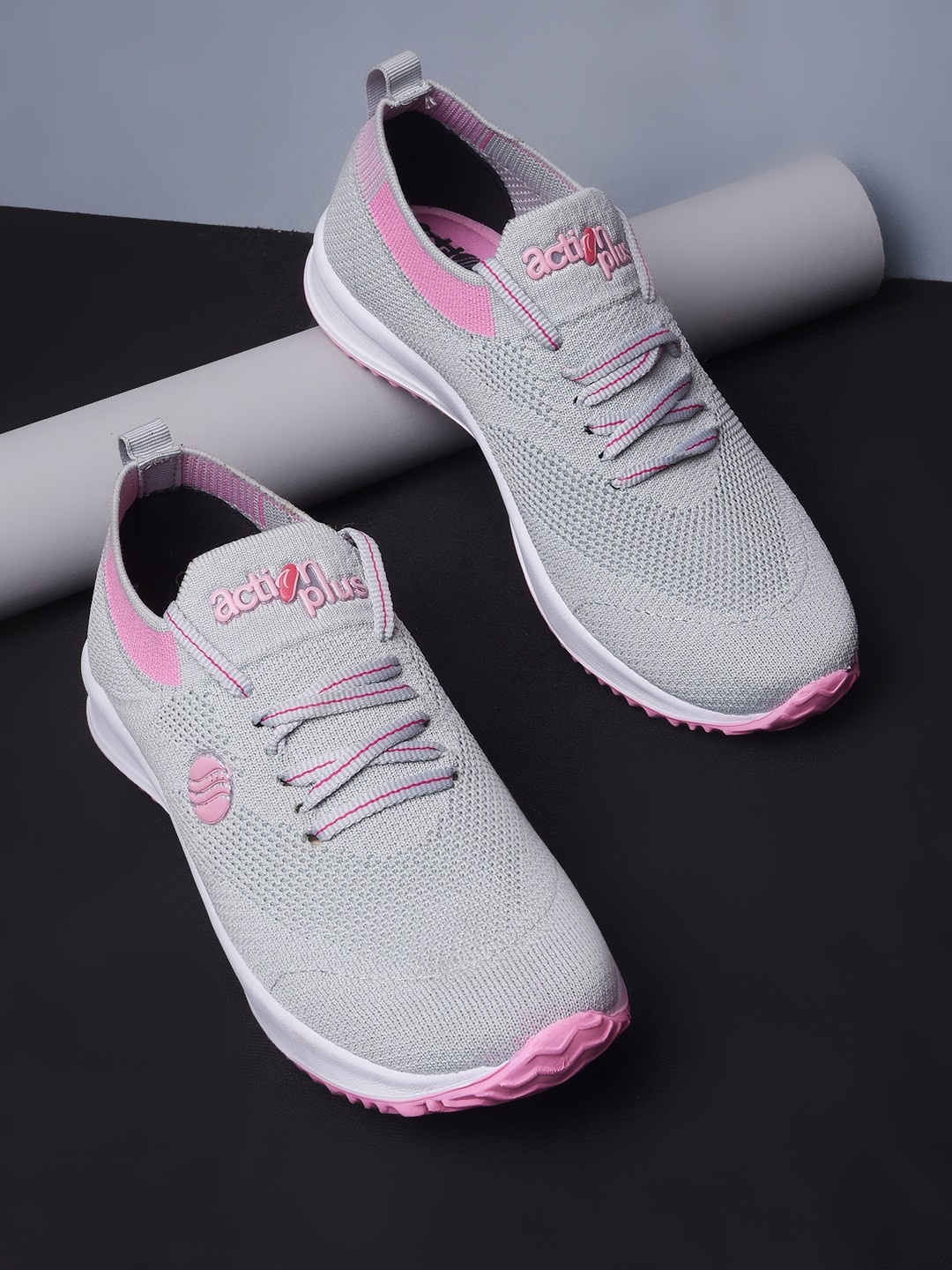 

Action Women Textured Lace Up Sneakers, Grey