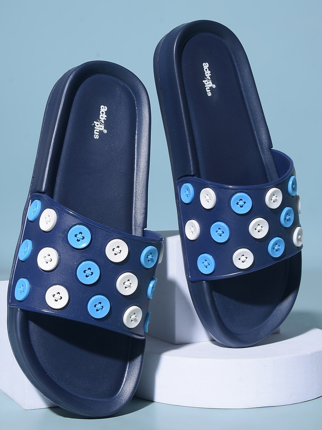 

Action Women Embellished Rubber Sliders, Blue