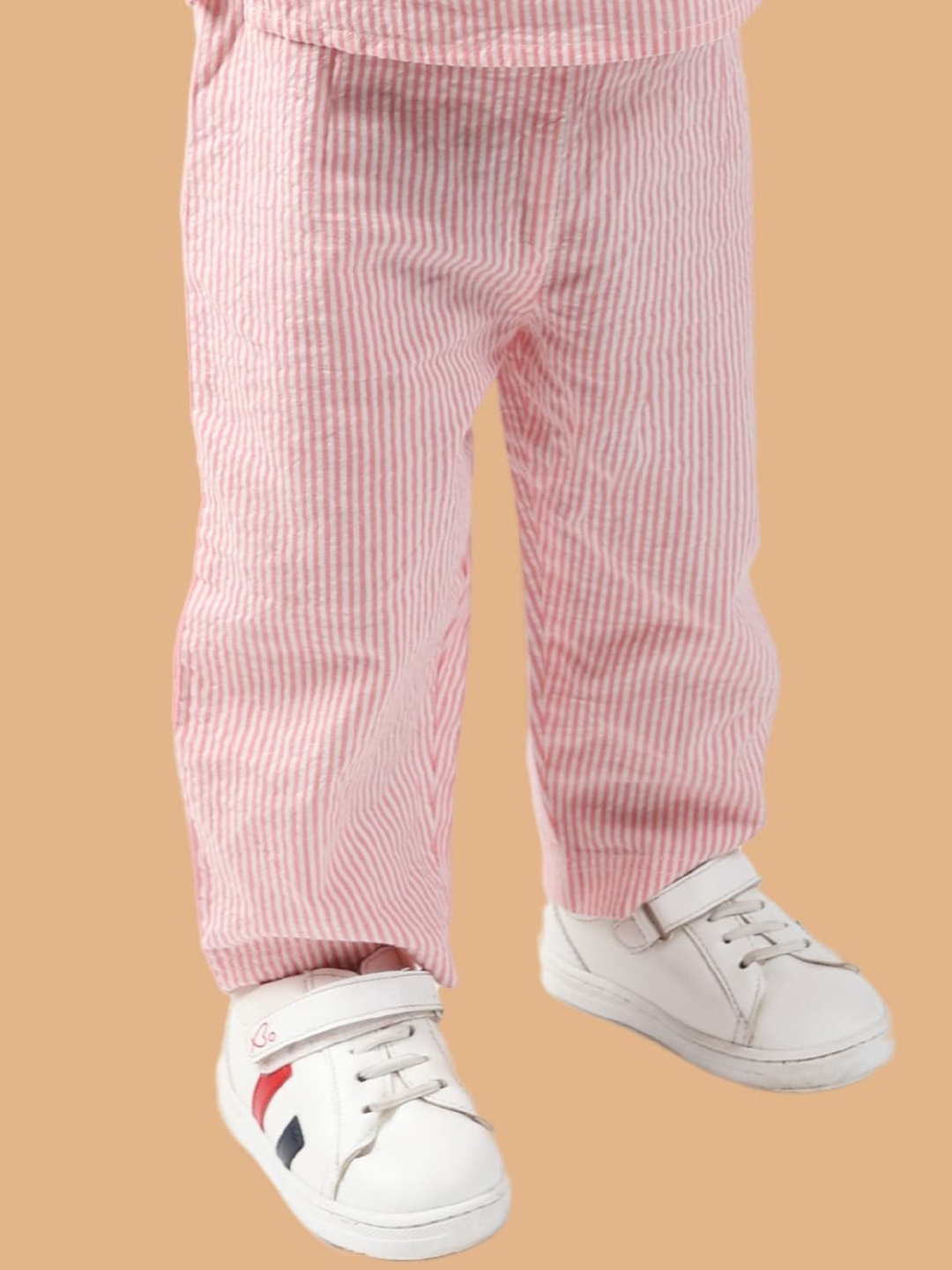 

Greendeer Kids Striped Organic Cotton Track Pants, Pink
