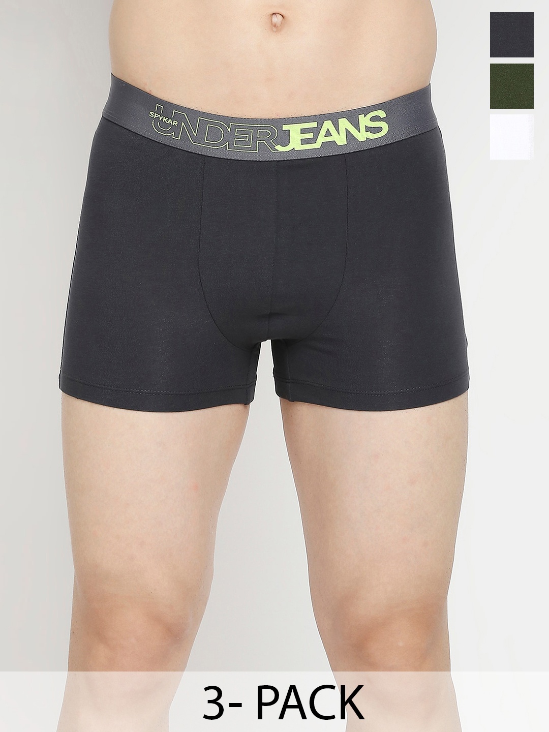 

UnderJeans by Spykar Pack Of 3 Mid-Rise Trunk 20389960-1-20715972, Grey