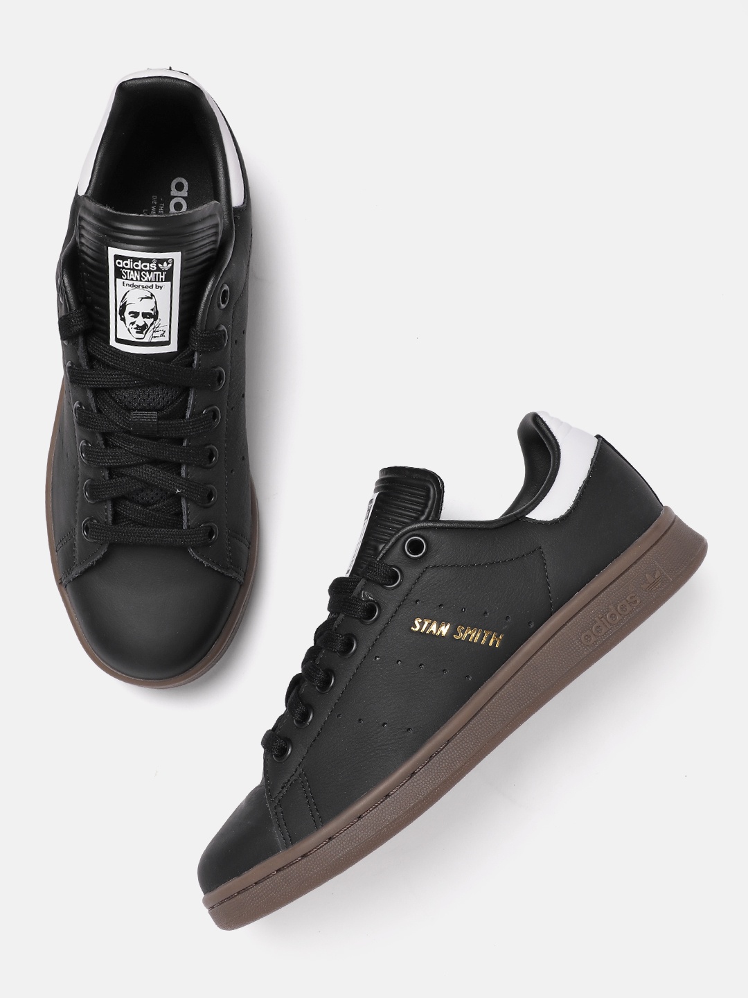 

ADIDAS Originals Men Stan Smith Leather Sneakers, Black