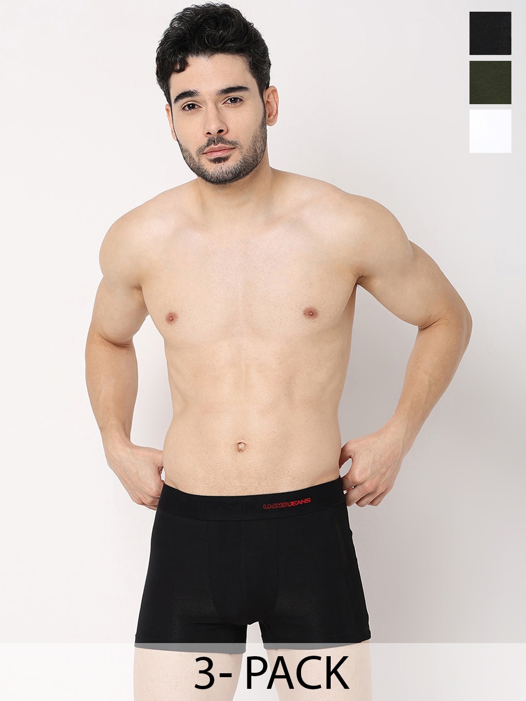 

UnderJeans by Spykar Pack Of 3 Mid-Rise Trunk 24831766-1-20389960, Black