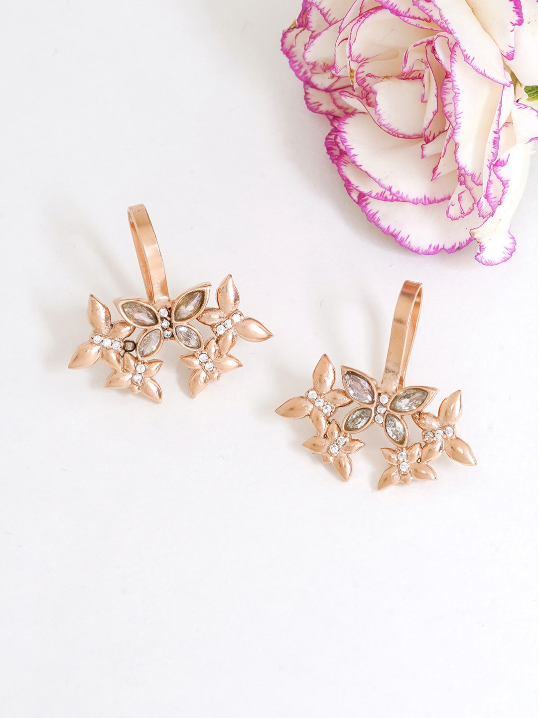 

JOKER & WITCH Rose Gold-Plated Stone Studded Floral Ear Cuff