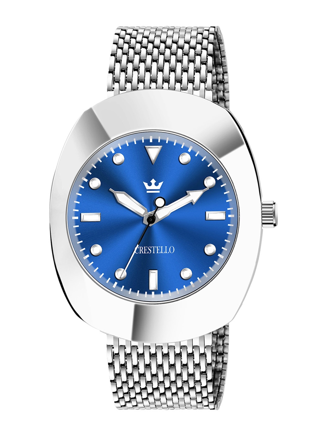 

CRESTELLO Men Brass Embellished Dial & Straps Analogue Watch CR-RD031-BLU-CH, Silver