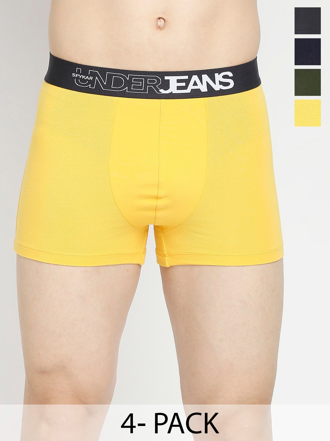 

UnderJeans by Spykar Pack Of 4 Mid-Rise Trunk 20715972-1-20715956, Yellow