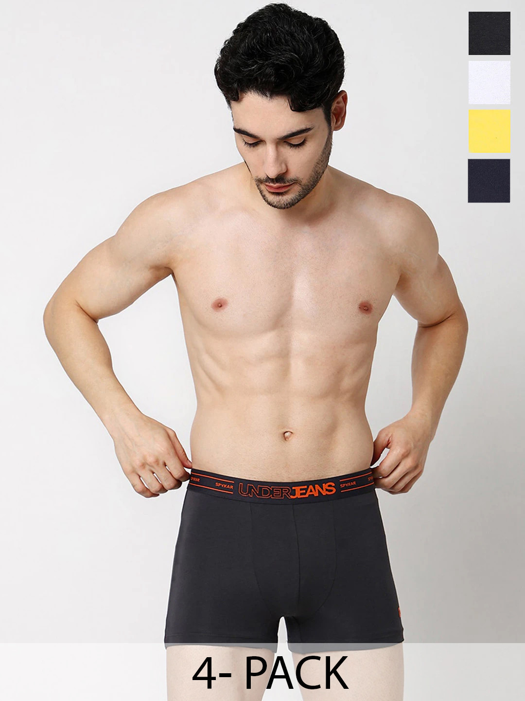 

UnderJeans by Spykar Pack Of 4 Trunks 24488470-1-20715956-1, Yellow