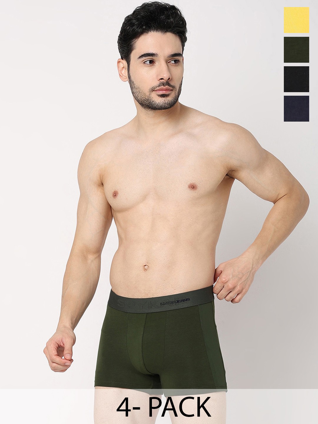 

UnderJeans by Spykar Pack Of 4 Mid-Rise Trunk 20715956-1-24831766, Black