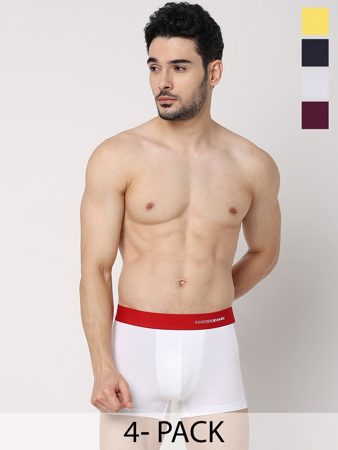 

UnderJeans by Spykar Pack Of 4 Mid-Rise Trunk 24831768-1-20715956, Burgundy