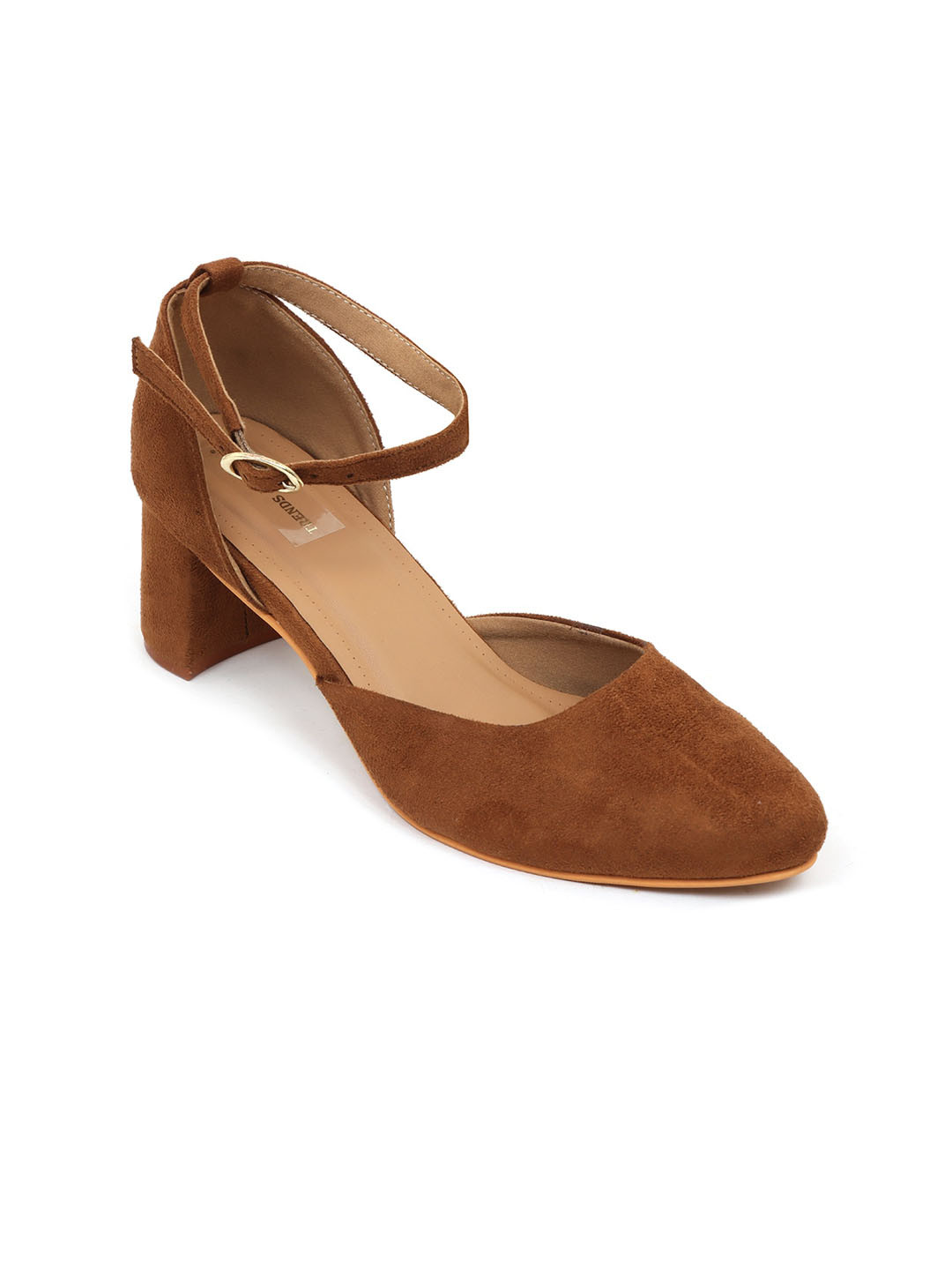 

TRENDS & TRADES Pointed Toe Block Heeled Pumps, Brown