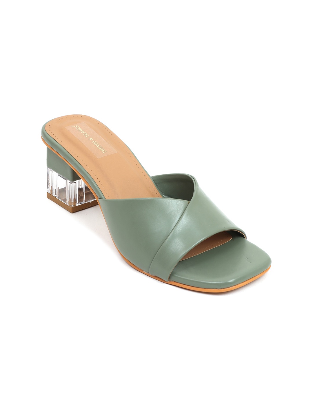 

TRENDS & TRADES Open Toe Block Heels, Green