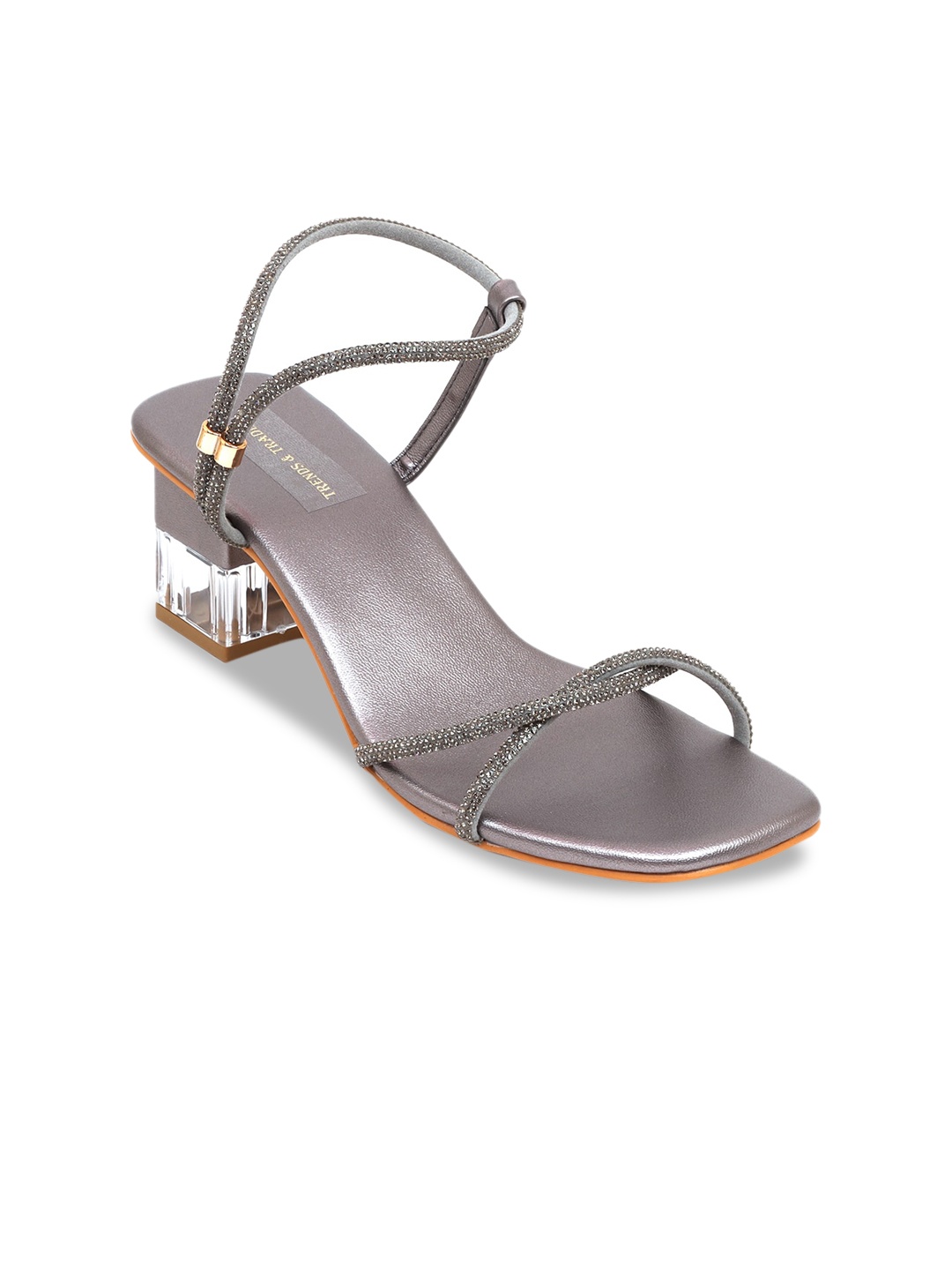 

TRENDS & TRADES Open Toe Block Heels, Grey