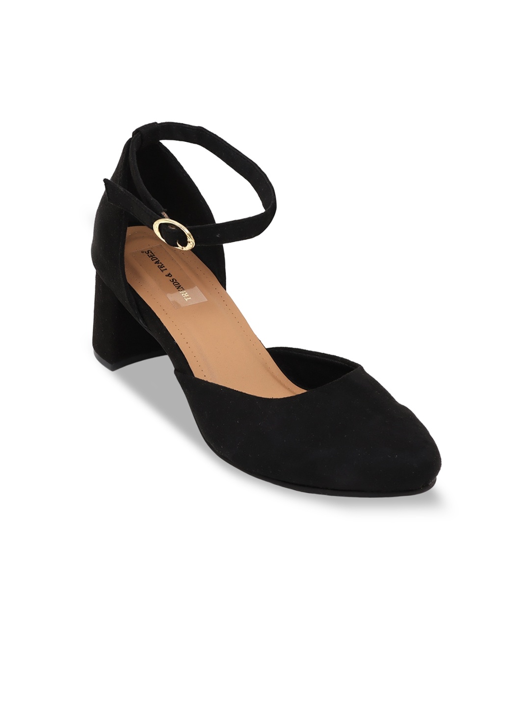 

TRENDS & TRADES Pointed Toe Block Heeled Pumps, Black