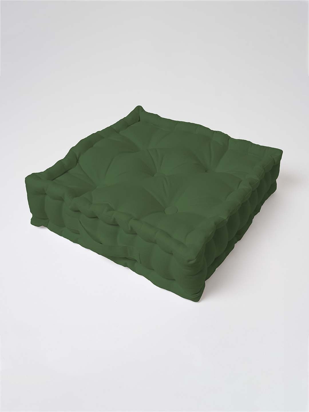 

SKANDA FAB Green Quilted Pure Cotton Floor Cushions