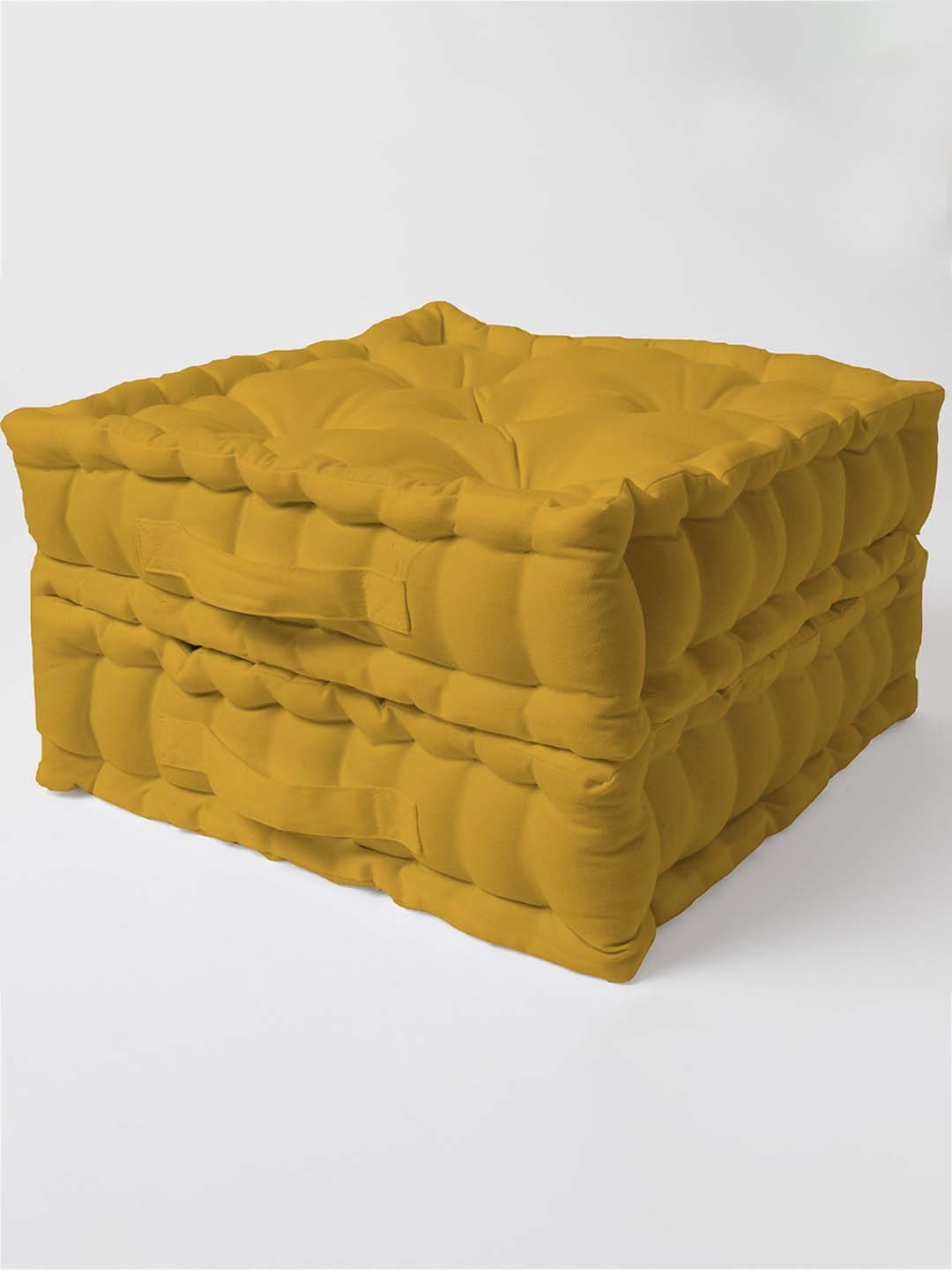

SKANDA FAB Yellow 2 Pieces Quilted Pure Cotton Floor Cushions
