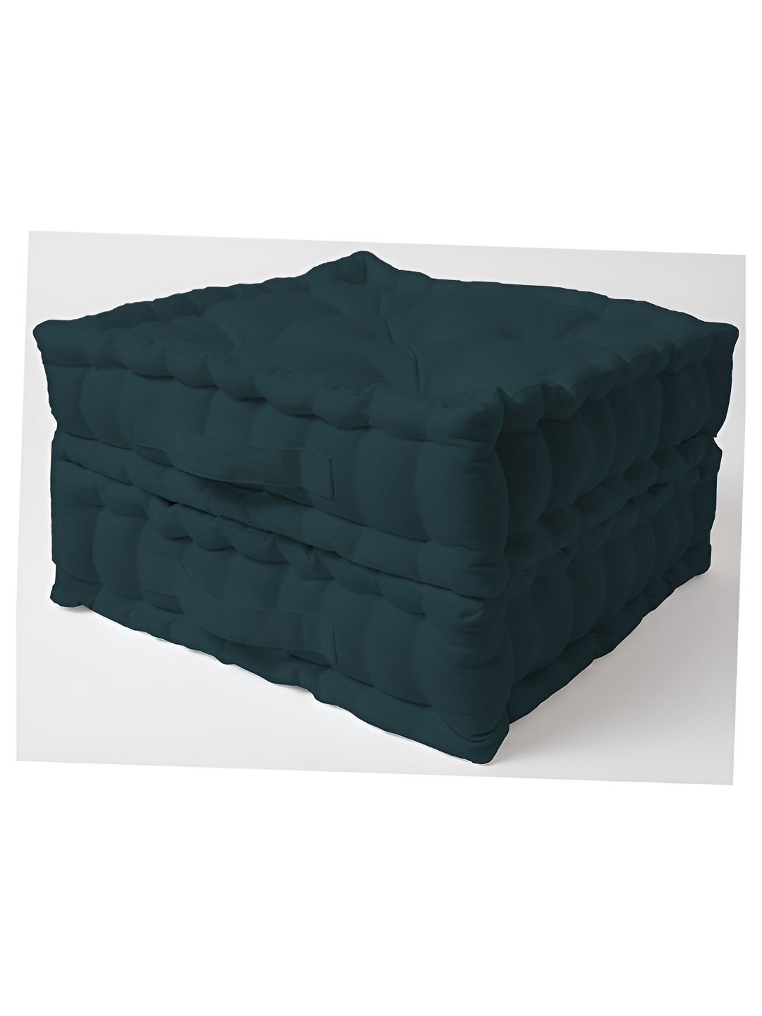 

SKANDA FAB Green 2 Pieces Quilted Pure Cotton Square Floor Cushions