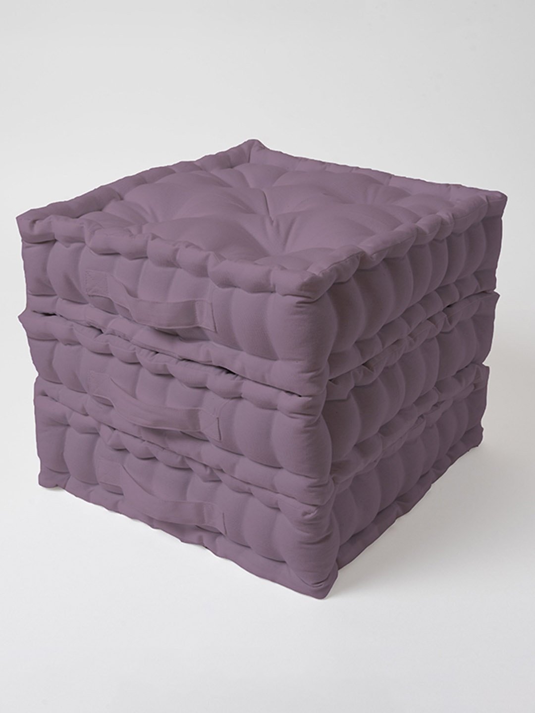 

SKANDA FAB Purple 3 Pieces Quilted Pure Cotton Floor Cushions, Mauve