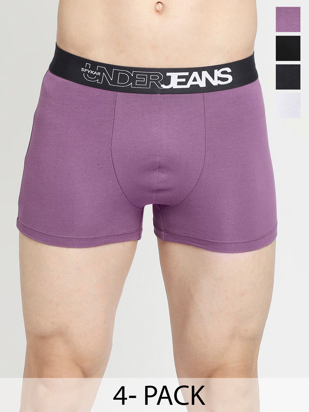 

UnderJeans by Spykar Pack Of 4 Mid-Rise Trunk 24488470-1-20715966-, Purple