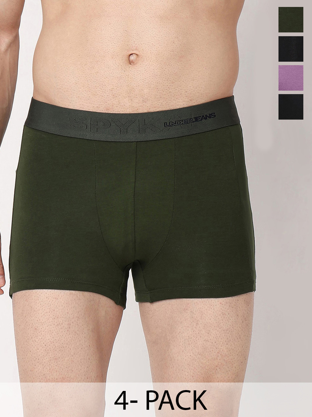 

UnderJeans by Spykar Pack Of 4 Mid-Rise Trunk 20715966-1-24831766, Black