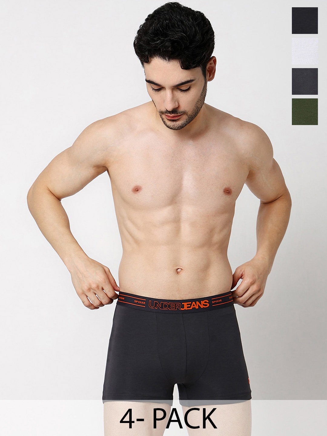 

UnderJeans by Spykar Pack Of 4 Mid-Rise Trunk 20715972-1-24488470, Grey