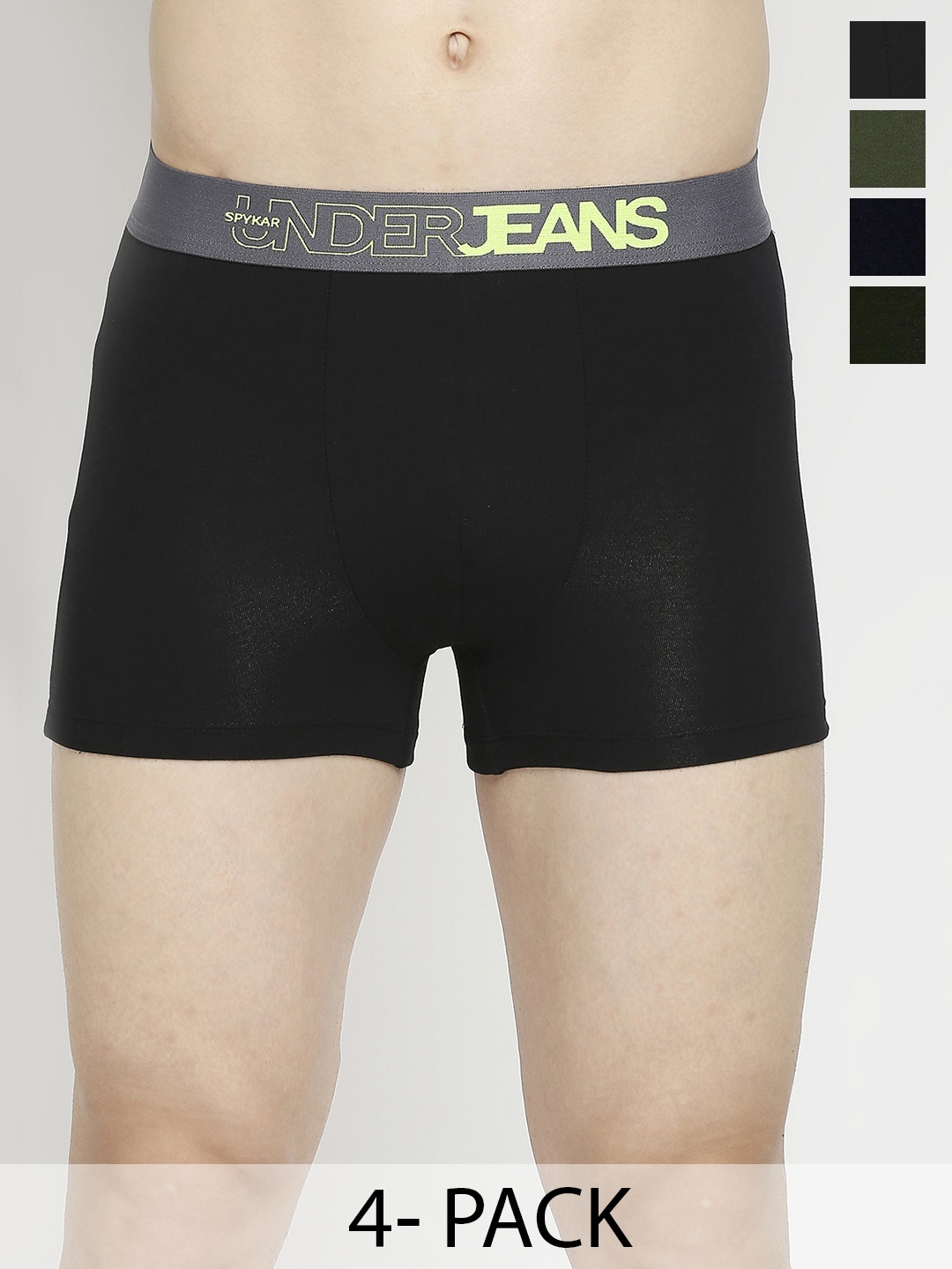 

UnderJeans by Spykar Pack Of 4 Mid-Rise Trunk 24488464-1-20721832-, Olive