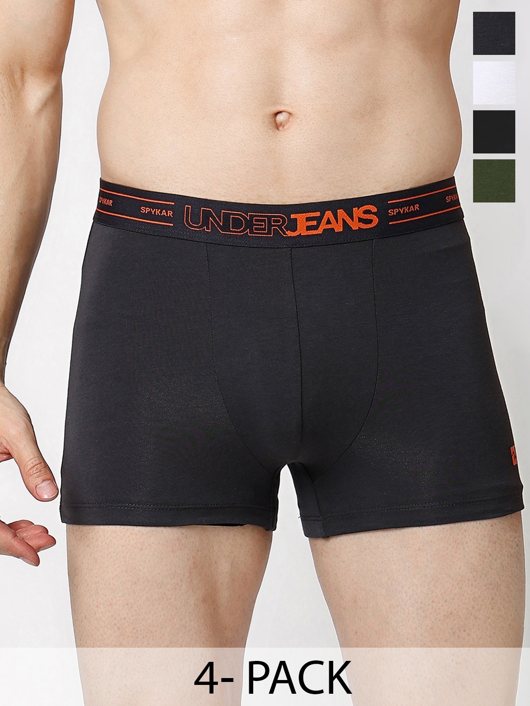 

UnderJeans by Spykar Pack Of 4 Mid-Rise Trunk 20721832-1-24488470, Grey