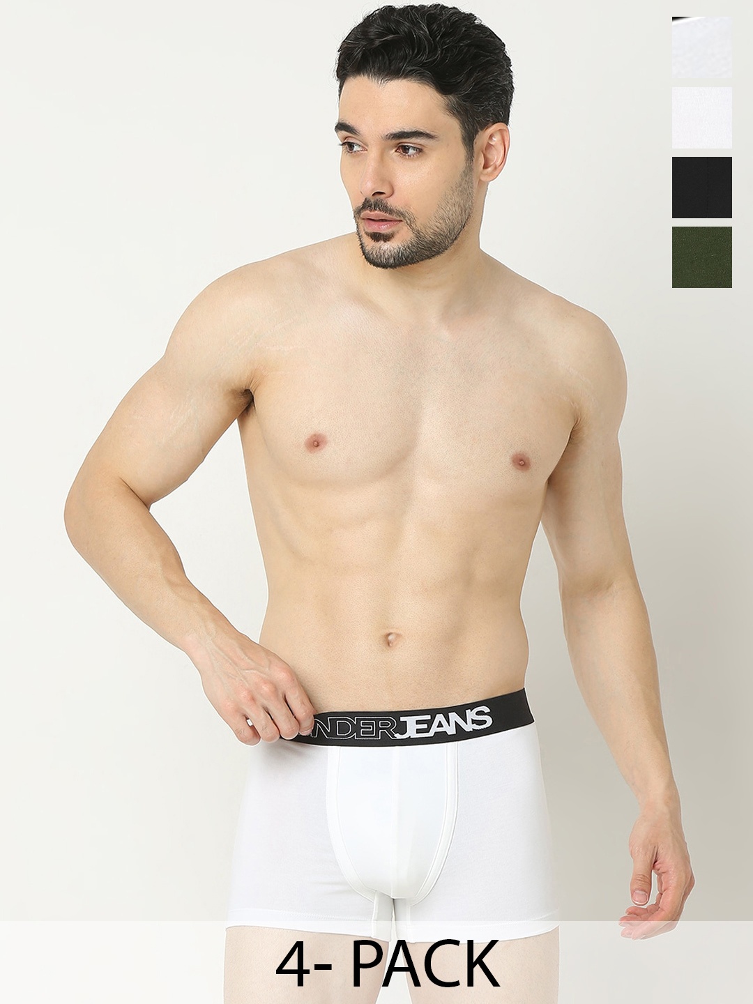 

UnderJeans by Spykar Pack Of 4 Mid-Rise Trunk 20721832-1-26087132, Olive