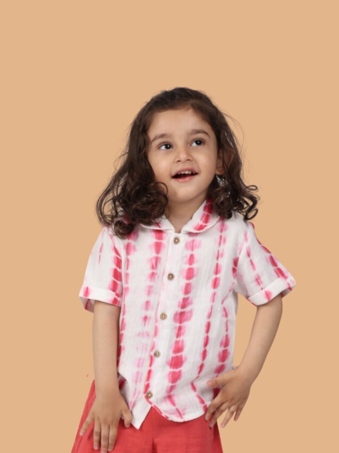 

Greendeer Kids Classic Abstract Printed Pure Cotton Casual Shirt, Red
