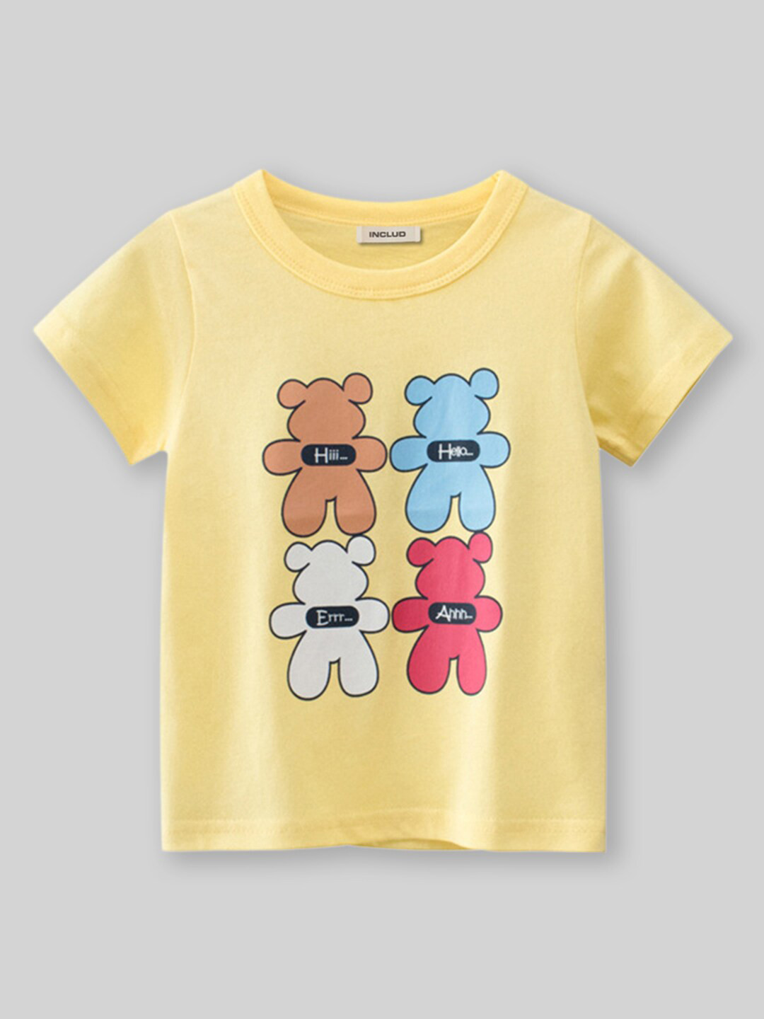 

INCLUD Girls Graphic Printed Round Neck Short Sleeves T-shirt, Yellow